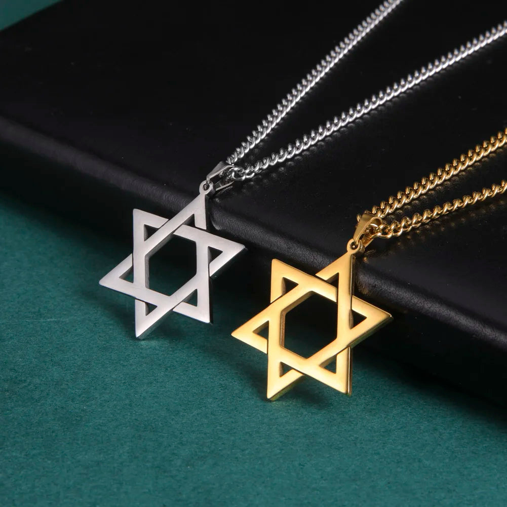 Men Women Trendy Magen David Star Pendant Necklace Israel