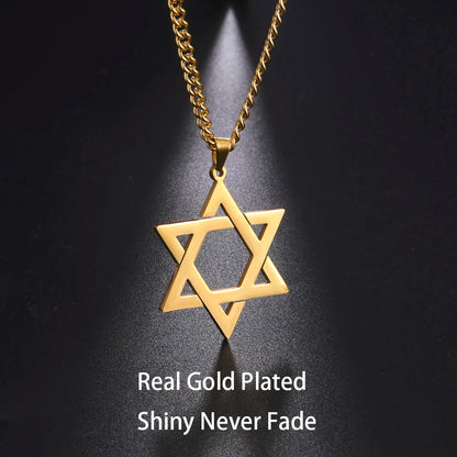 Men Women Trendy Magen David Star Pendant Necklace Israel