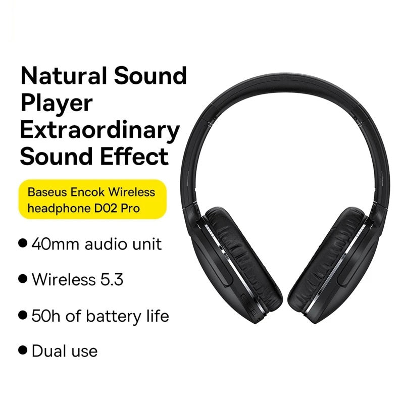 Baseus D02 Pro Wireless Headphones Bluetooth