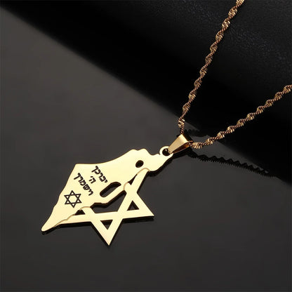 Stainless Steel Israel Pendant Necklace Hexagram Magen David Star of David Jewish