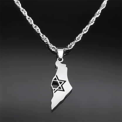 Megan David Star Israel Map Pendant Necklace