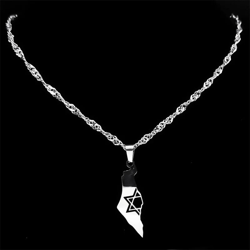 Megan David Star Israel Map Pendant Necklace