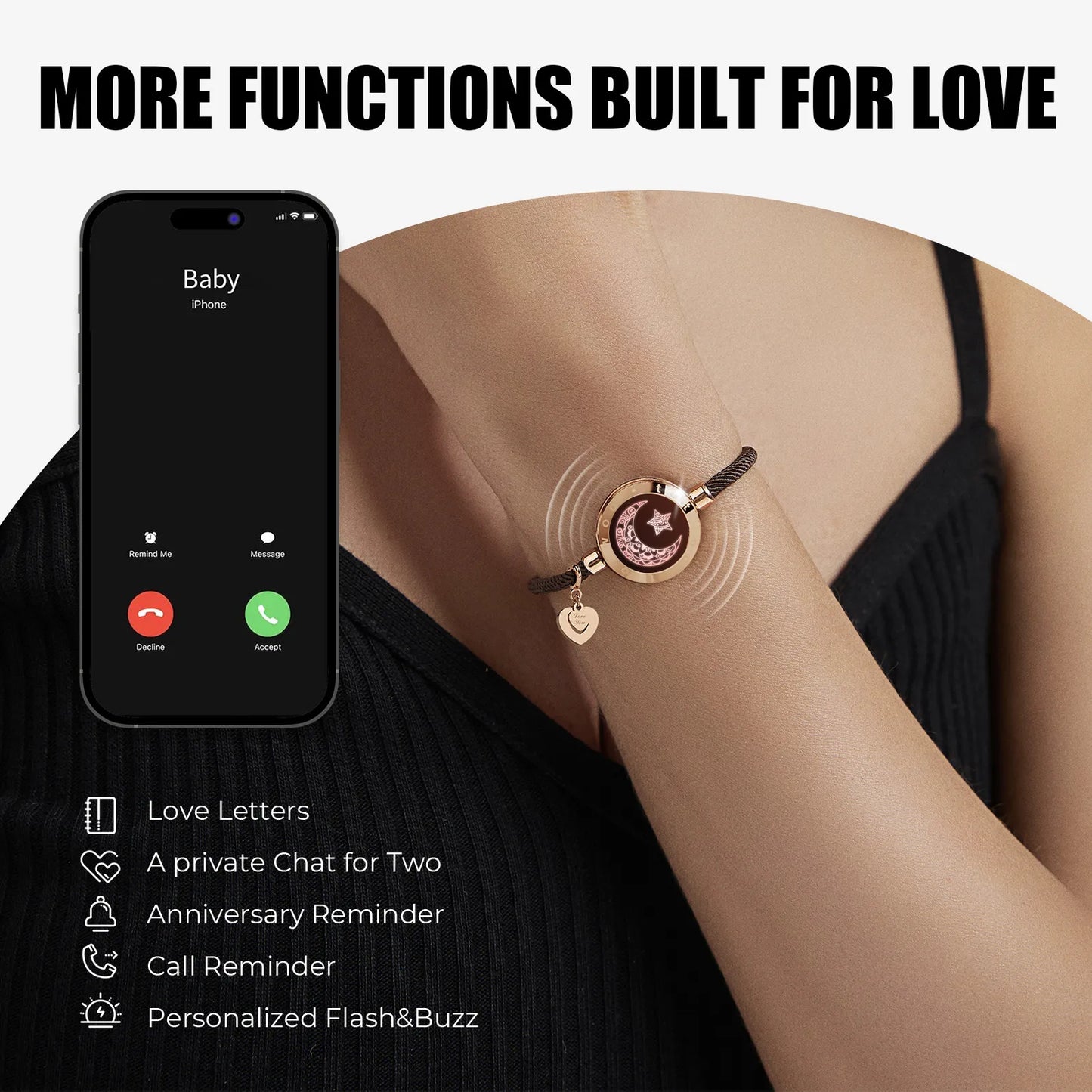 Long Distance touch Light up&Vibrate Bracelets for Couples