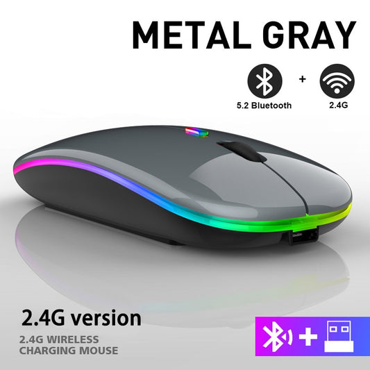 2.4G Wireless Mouse RGB Rechargeable Bluetooth