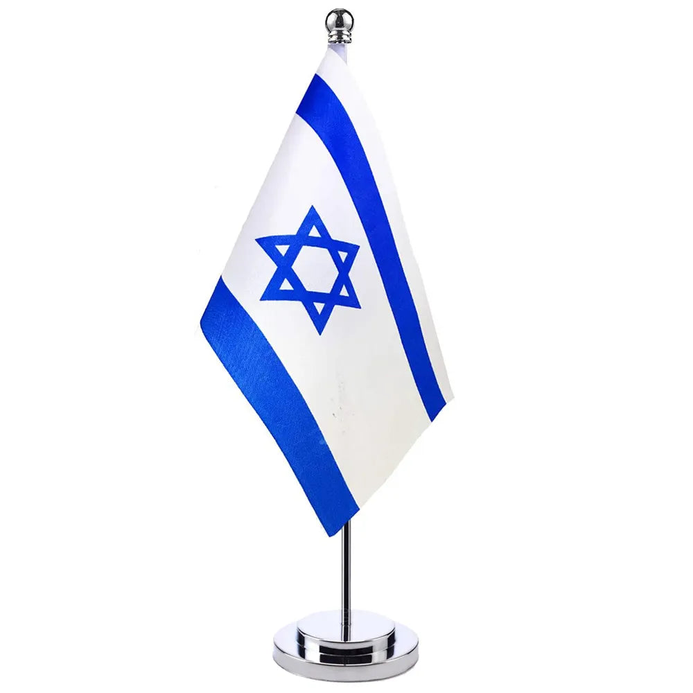 Mini Flag Of Israel Desk Stand Set