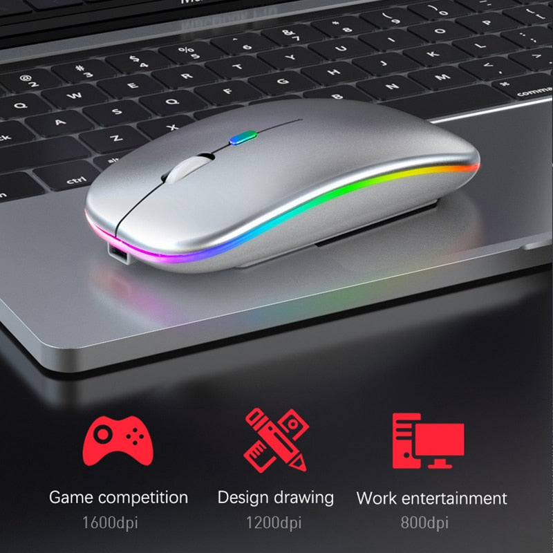 2.4G Wireless Mouse RGB Rechargeable Bluetooth