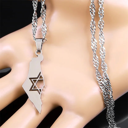 Megan David Star Israel Map Pendant Necklace