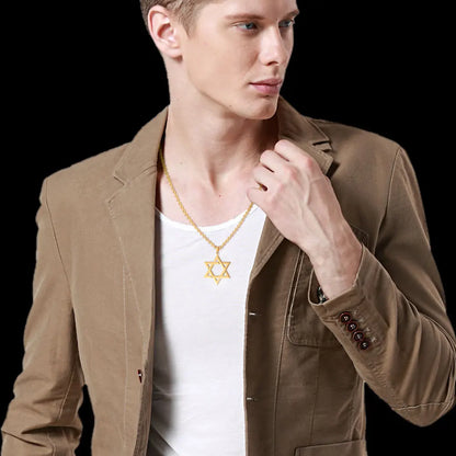 Men Women Trendy Magen David Star Pendant Necklace Israel