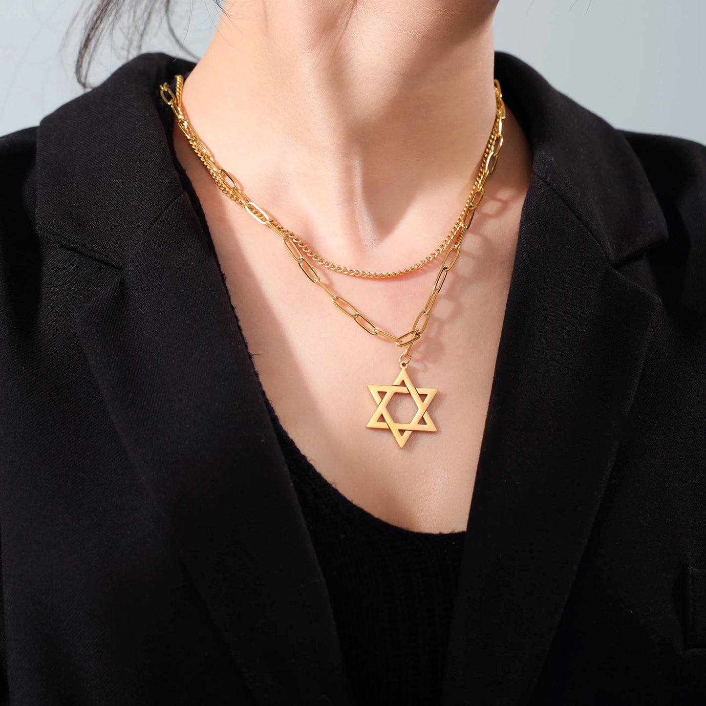 Men Women Trendy Magen David Star Pendant Necklace Israel