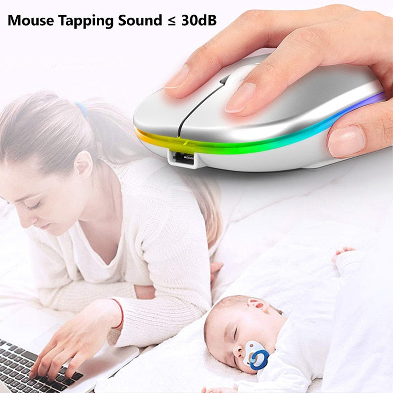 2.4G Wireless Mouse RGB Rechargeable Bluetooth