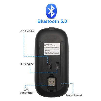 2.4G Wireless Mouse RGB Rechargeable Bluetooth