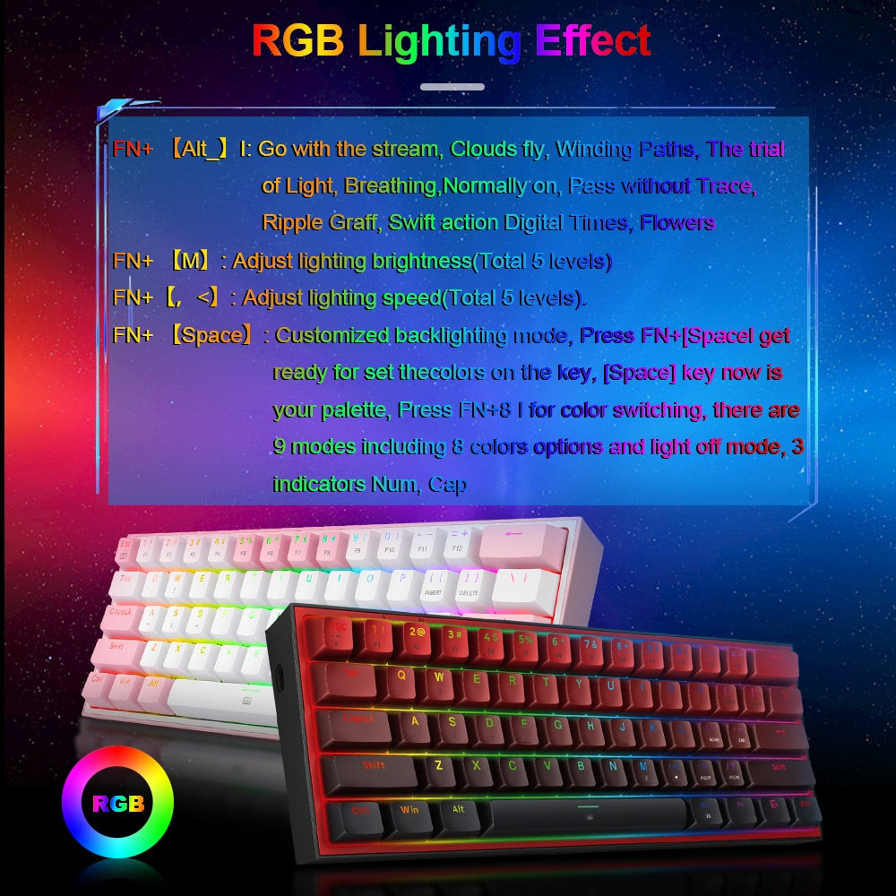 REDRAGON Fizz K617 RGB USB Mini Mechanical Gaming Wired Keyboard