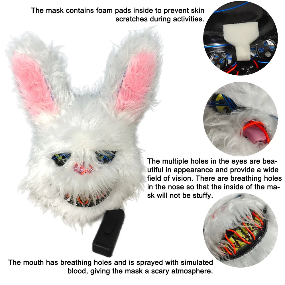 Scarbit® Scary Rabbit Mask Glowing Halloween