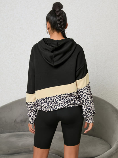 Leopard Color Block Hoodie